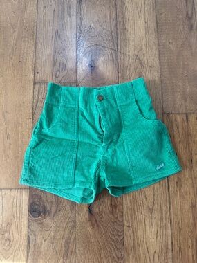 Green Corduroy Girls' High-Waist Shorts - Unbranded